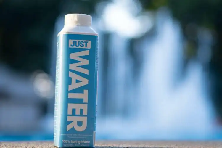 Just Water bottle on gray surface