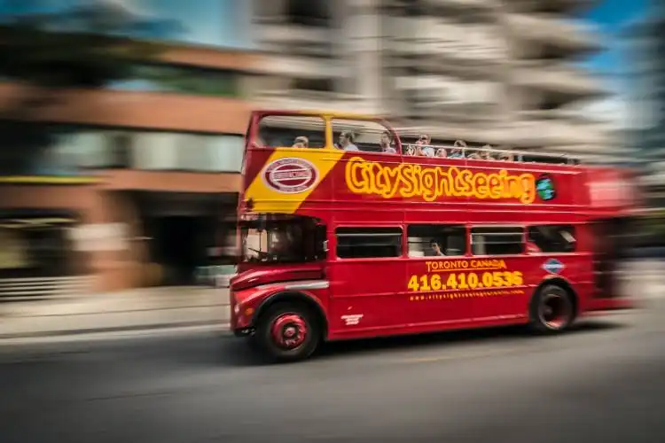 red and yellow bus photo