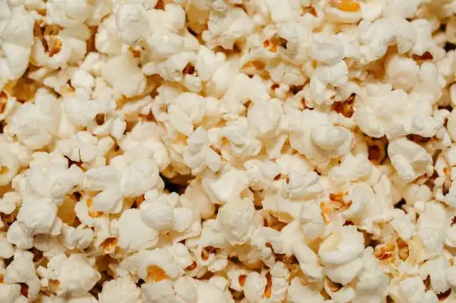 a close up of a bowl of popcorn