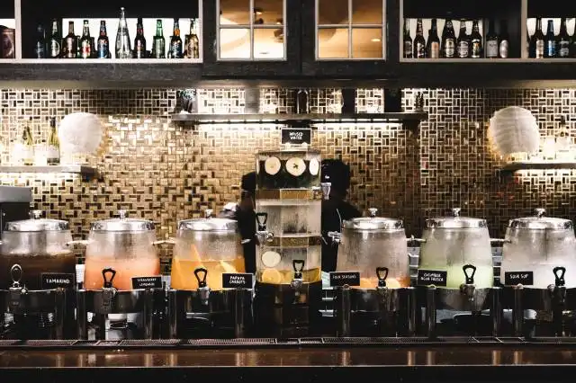 beverage dispensers inside room