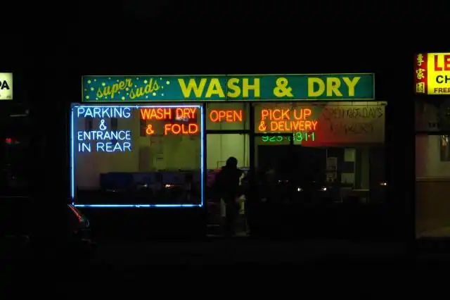 wash and dry signboard in store