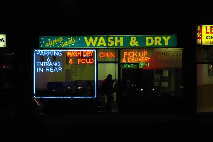 wash and dry signboard in store