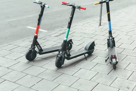 electric scooters beside street