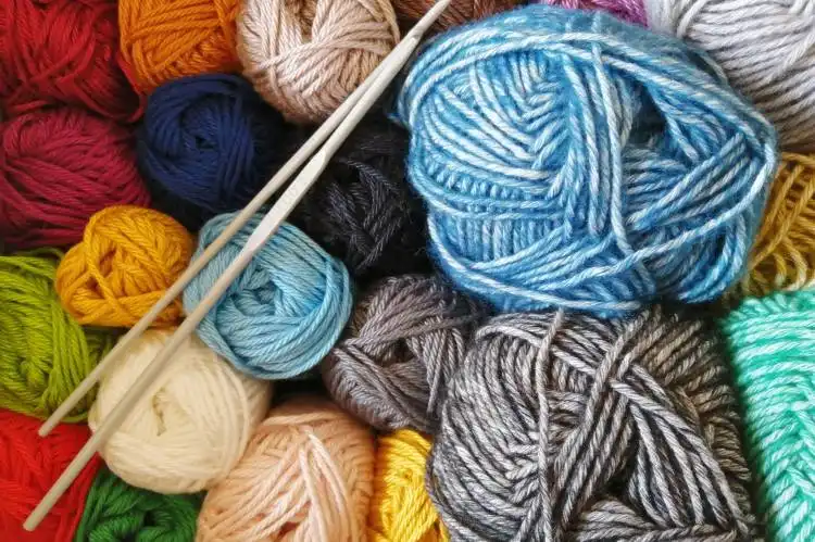 orange blue and white yarn