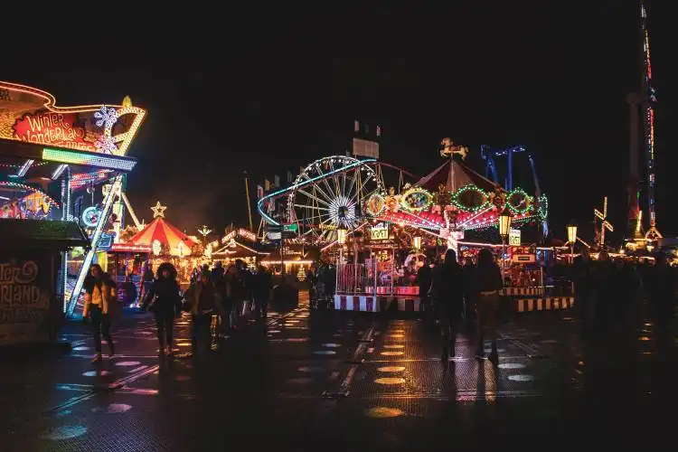 amusement park photo at night